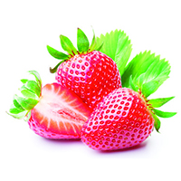 Strawberries with leaves. On a white background.